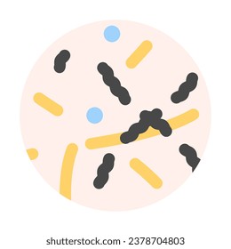 Fragmented damaged collagen peptide protein molecules background. Fragmented collagen cell structure in old skin. Beauty and wellness concept. Medical vector illustration.