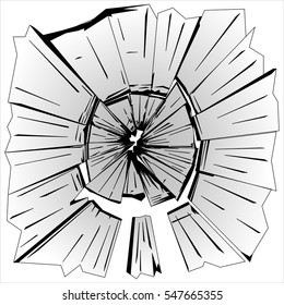 the fragments of broken window glass on white background vector illustration