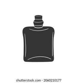 Fragrance Bottle Icon Silhouette Illustration. Cologne Vector Graphic Pictogram Symbol Clip Art. Doodle Sketch Black Sign.