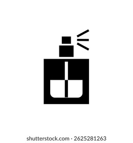 Fragrance bottle spraying perfume in a minimalist style on a white background