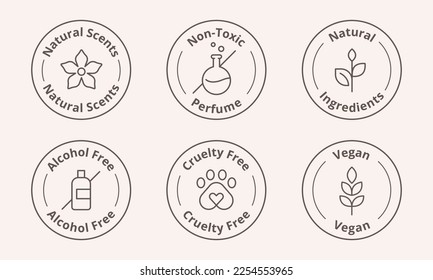 Fragrance certified label. Special features symbol. Perfume unique selling point badge vector illustration. Perfect sign design for shop and sale banners.