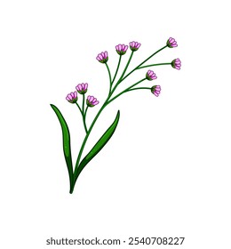 fragrance flower branch cartoon. nature foliage, stem bud, perennial annual fragrance flower branch sign. isolated symbol vector illustration