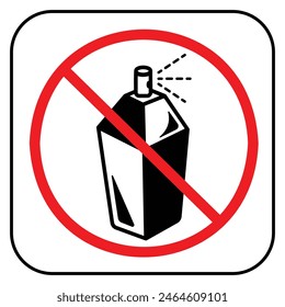Fragrance free area. No perfume icon sign illustration with red cross circle isolated on square white background. Simple flat cartoon styled drawing for poster prints or social media graphic design.