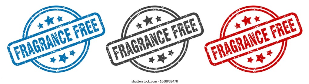 Fragrance Free Round Grunge Vintage Sign. Fragrance Free Stamp