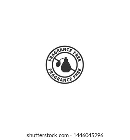 Fragrance Free Vector Black Circle Stamp. No Fragrance For Cosmetics Packaging Instructions. Black Label Badge Icon.