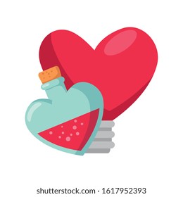 fragrance with light bulb in heart shape vector illustration design