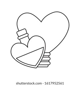 fragrance with light bulb in heart shape vector illustration design
