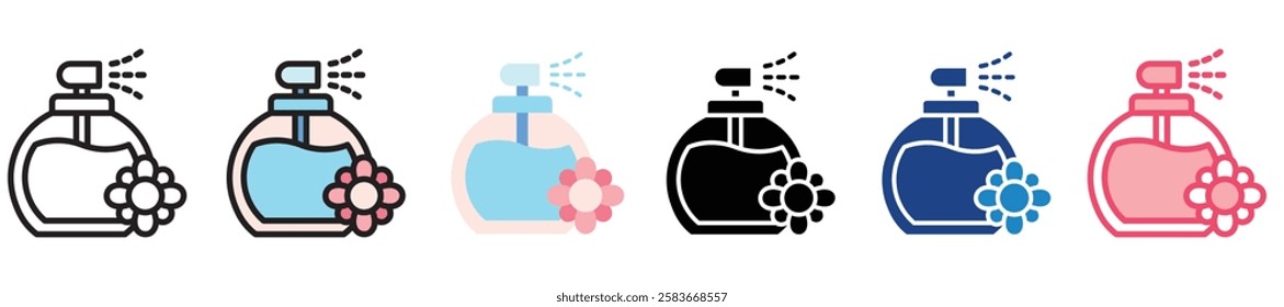 Fragrance multi-style color icon, mini or small illustration, use for UI, UX, app and web development, digital or print. for health, beauty, personal care, body treatment.