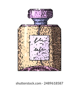 fragrance perfum bottle female hand drawn. ery spray, parfum beauty, product floral fragrance perfum bottle female vector sketch. isolated color illustration