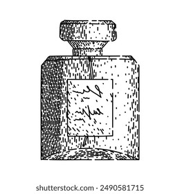 fragrance perfum bottle female hand drawn. ery spray, parfum beauty, product floral fragrance perfum bottle female vector sketch. isolated black illustration