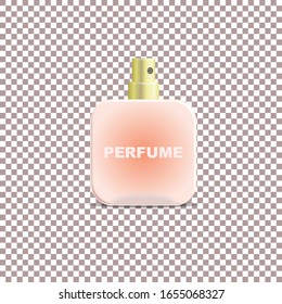 Fragrance water vector parfum realistic pink bottle vector spray isolated illustration.