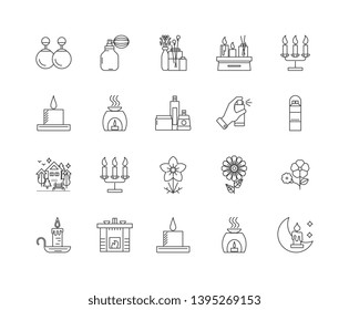 Fragrances and perfumes line icons, signs, vector set, outline illustration concept 