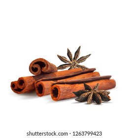 Fragrant anise star and tasty cinnamon. Symbols of spice. Elements for design. Vector illustration. Spices ingredients in triangulation technique. Anise star and cinnamon low poly.