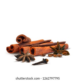 Fragrant anise star and tasty spices. Symbols of spice. Elements for design. Vector illustration. Spices ingredients in triangulation technique. Anise star and spices low poly.
