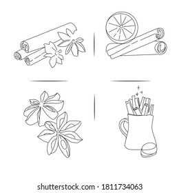 Fragrant cinnamon drawn with lines