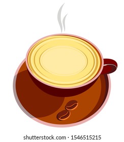 Fragrant coffee one cup with coffee beans.