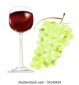 Fragrant house red grape wine and cluster of ripe grapes