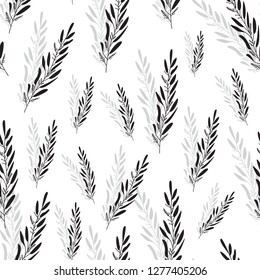 Fragrant lavender flowers arranged in an endless pattern. Illustration of a stylish repeating graphic background. Vector seamless pattern great for spring fabric. Surface repeat design.