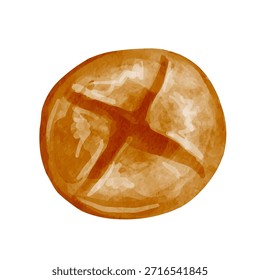 A fragrant loaf of bread with a crispy crust. Vector graphics.