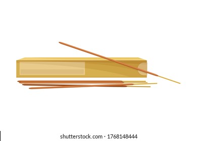 Fragrant Sandalwood Sticks Isolated on White Background Vector Illustration