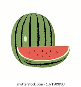 Fragranate Wassermelone mit einer Scheibe auf weißem Hintergrund