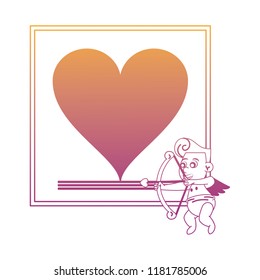 Fram with heart and cupid rainbow lines