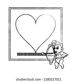 Fram with heart and cupid sketch