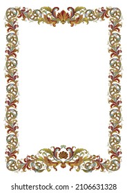 Frame For A4 Format Certificate. Medieval Floral Ornament.