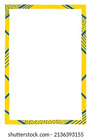 Marco en formato A4, amarillo y azul. Plantilla para fotos, retratos, invitaciones y tarjetas de felicitación.