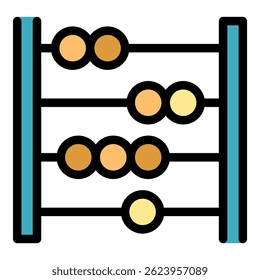 Frame abacus icon. Outline frame abacus vector icon color flat isolated