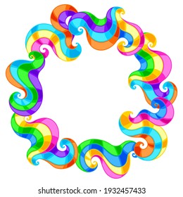 Frame with abstract colored swirls. Colorful shiny bright curls.