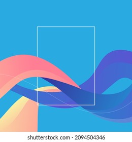 frame with abstract colorful line wave background