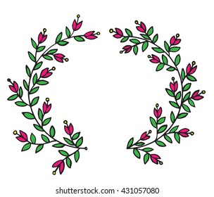 Frame with abstract flower and place for text. Isolated vector frame on the white background. Can be used to design for T-shirt, greeting card, poster, wedding or party  invitation. 
