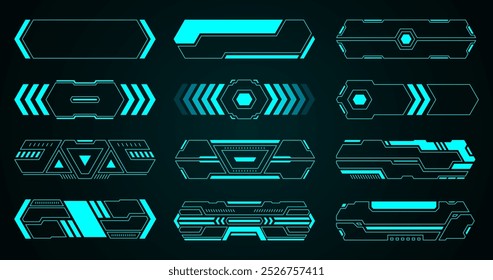 Quadro abstrato tecnologia de forma geométrica interface futurista hud elementos conjunto vetor digital design.