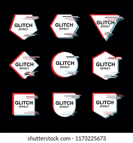 Frame With Abstract Glitch Effect Vector Set