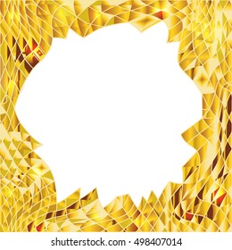 Frame with abstract golden mosaic wave.Background from pieces of glass.Luxurious texture.Vector illustration