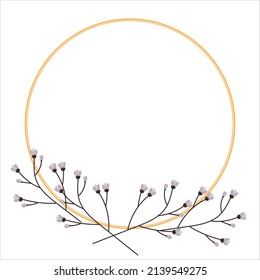 Frame with an abstract image of flowering branches and copyspace. Template. Life style.