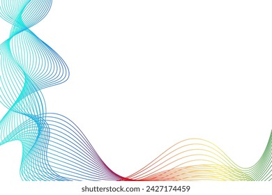 Frame of abstract multicolored wavy lines isolated on transparent background. Vector illustration.