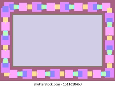 Frame with abstract pattern with multi-colored elements of pink color, similar to sheets of paper
