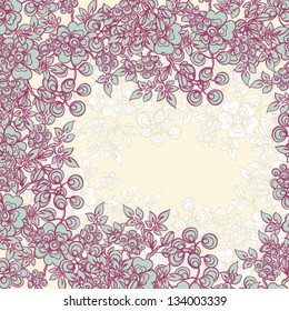 frame with abstract purple pattern on beige background
