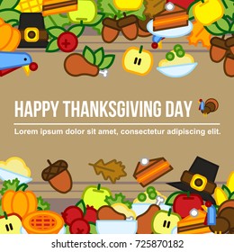 Frame with abstract thanksgiving day icon. holiday symbols.