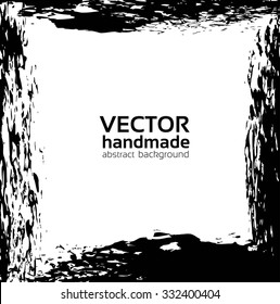 Frame from abstract thick black textured strokes isolated on a white background