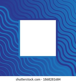 Frame with Abstract two-tone wave pattern. Applicable to the design of the fabric or background of a marine theme. Frame for memory photo. Vector.