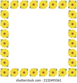 Frame abstract yellow sunflower vector