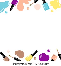 Frame with accessories for manicure. Vector illustration.