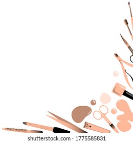 Frame with accessories for manicure. Vector illustration.