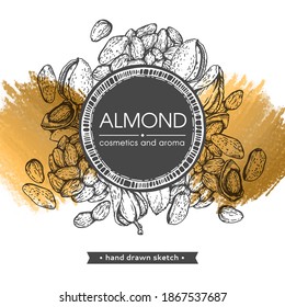 Frame with Almond kernels of nuts.