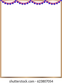 Frame American flag garland stars with blank space for text.