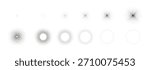Frame animation of dotted grainy circles. Set of vector gritty circles with black stipple texture effect for sequential animation of explode or magic effect. Circles with gritty pattern.