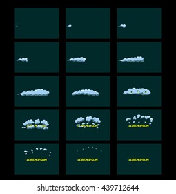 Frame Animation presentation of your name. It can be used for a logo, company name or games. Cartoon style. Magic appearance.